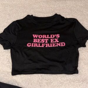 Black Crop Top with Pink Graphic Text